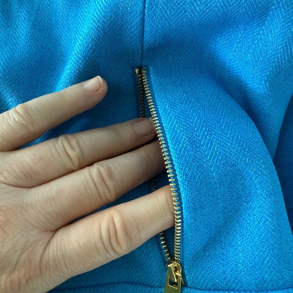 Tahari Arthur S. Levine Classic  Blue Short Sleeve Cocktail Shift Dress Size 10 - Picture 9 of 12